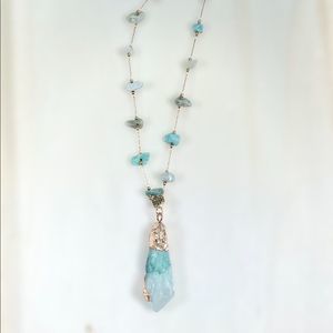 Monarch Blessings Hand Crafted Raw Amazonite Gemstone Adjustable Gold Necklace